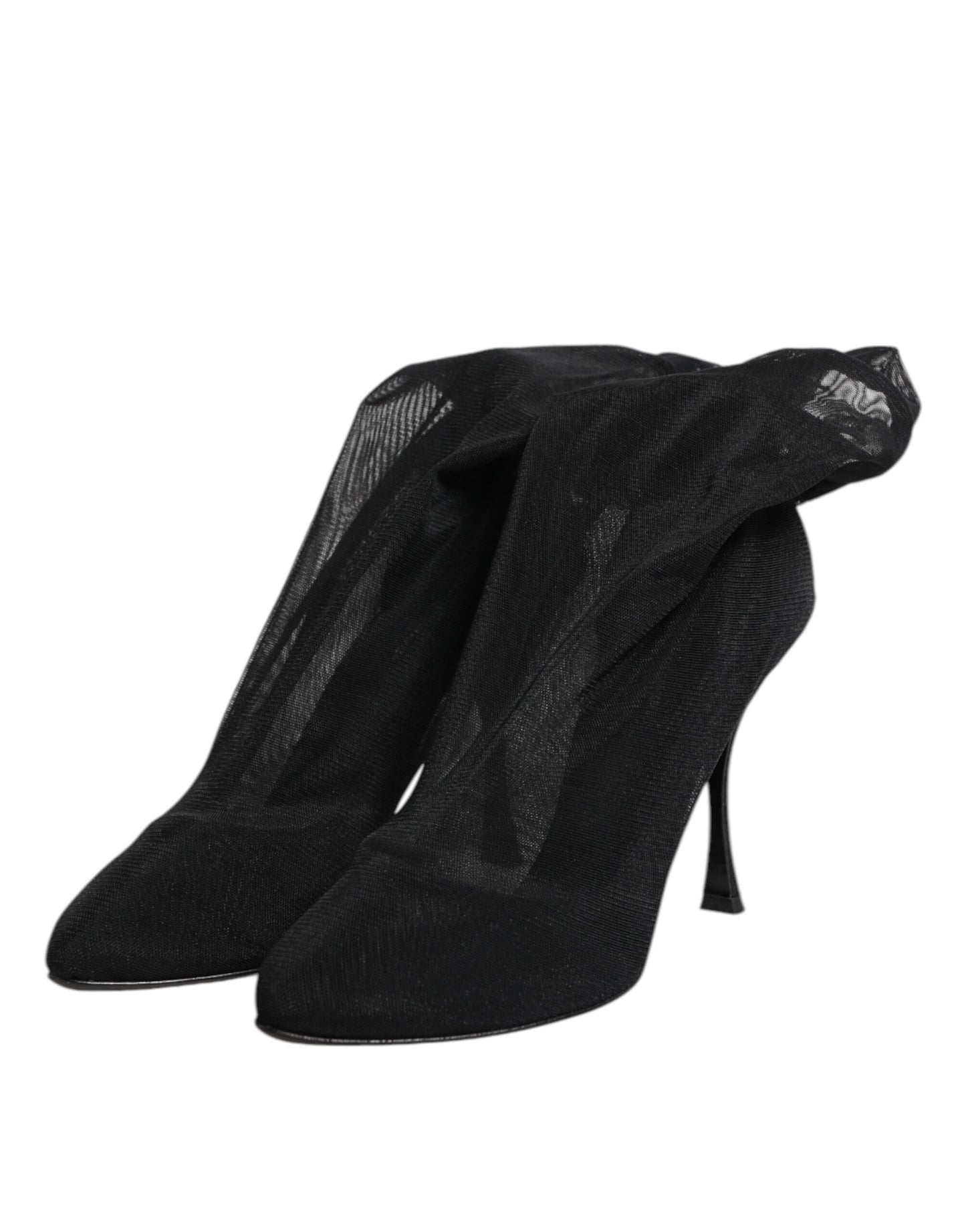 Dolce & Gabbana Black Silk Stretch Mesh Sock Boots