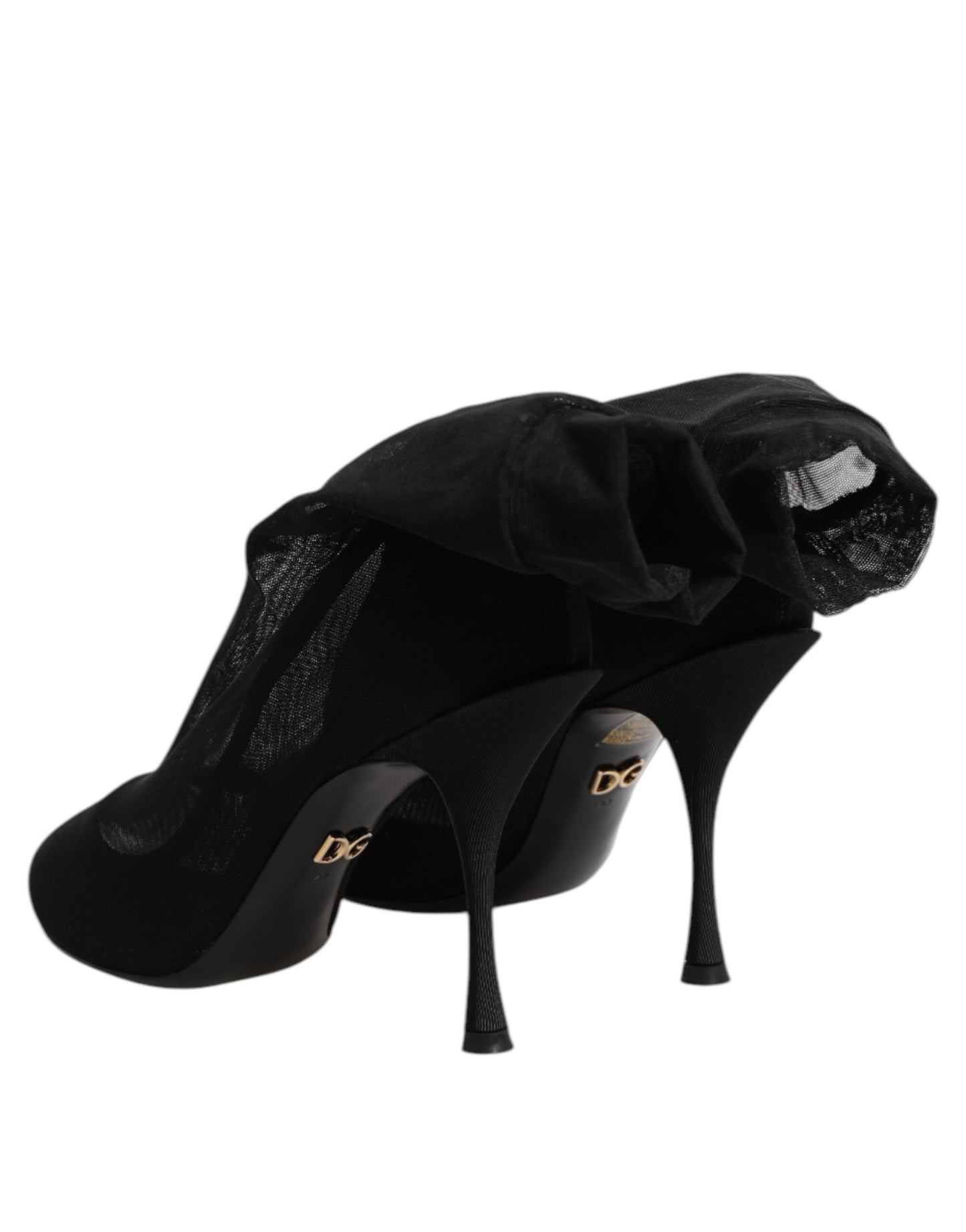 Dolce & Gabbana Black Silk Stretch Mesh Sock Boots