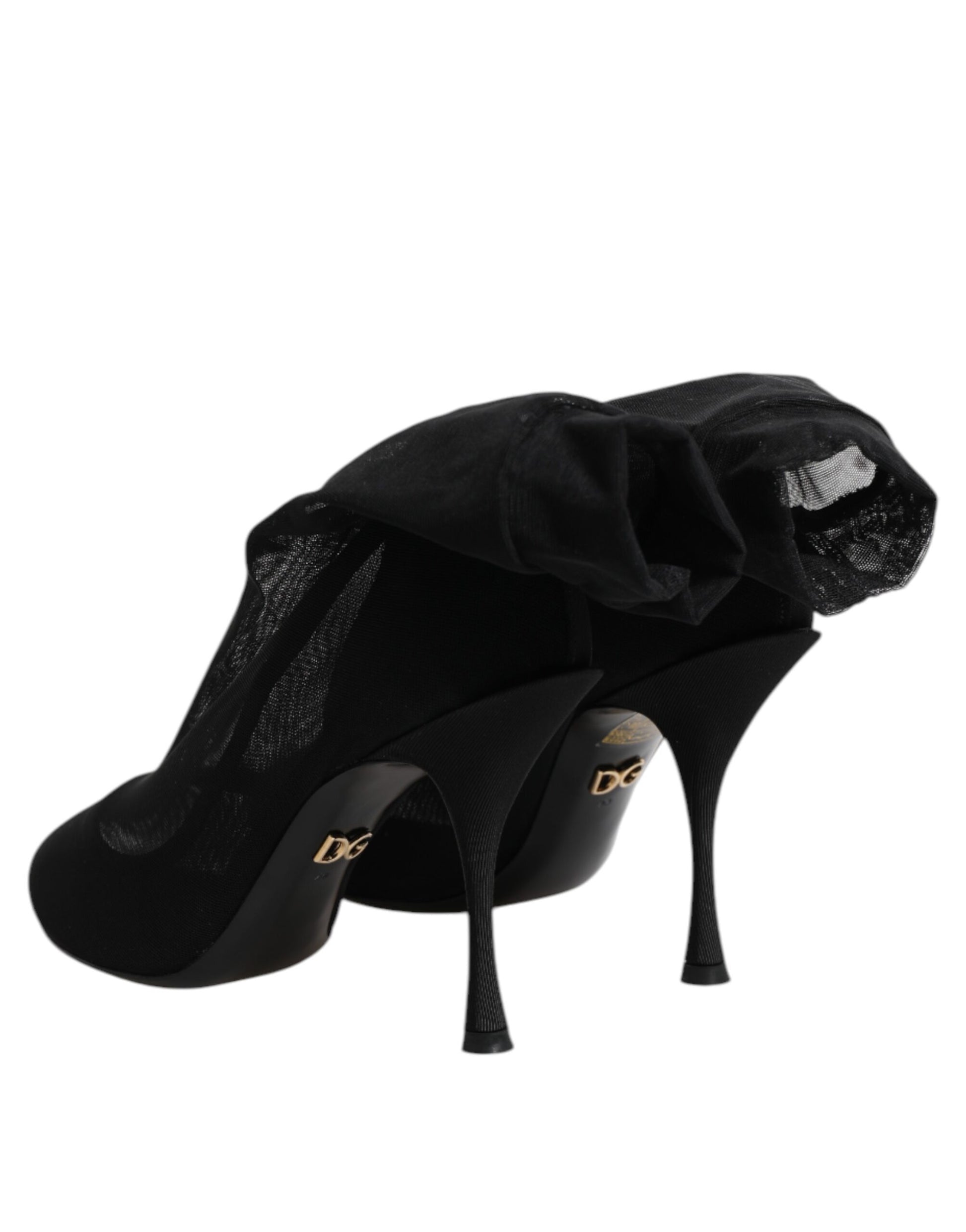 Dolce & Gabbana Black Silk Stretch Mesh Sock Boots