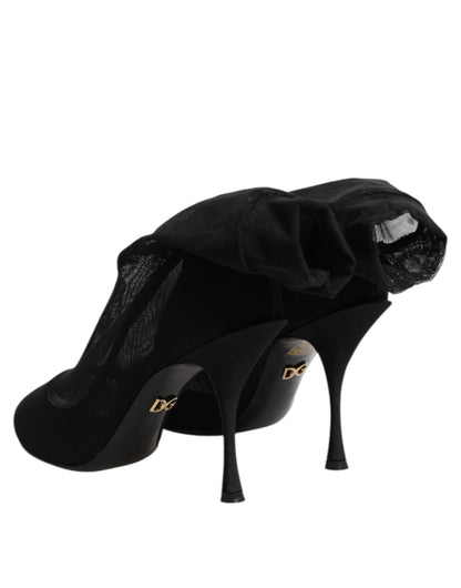 Dolce & Gabbana Black Silk Stretch Mesh Sock Boots