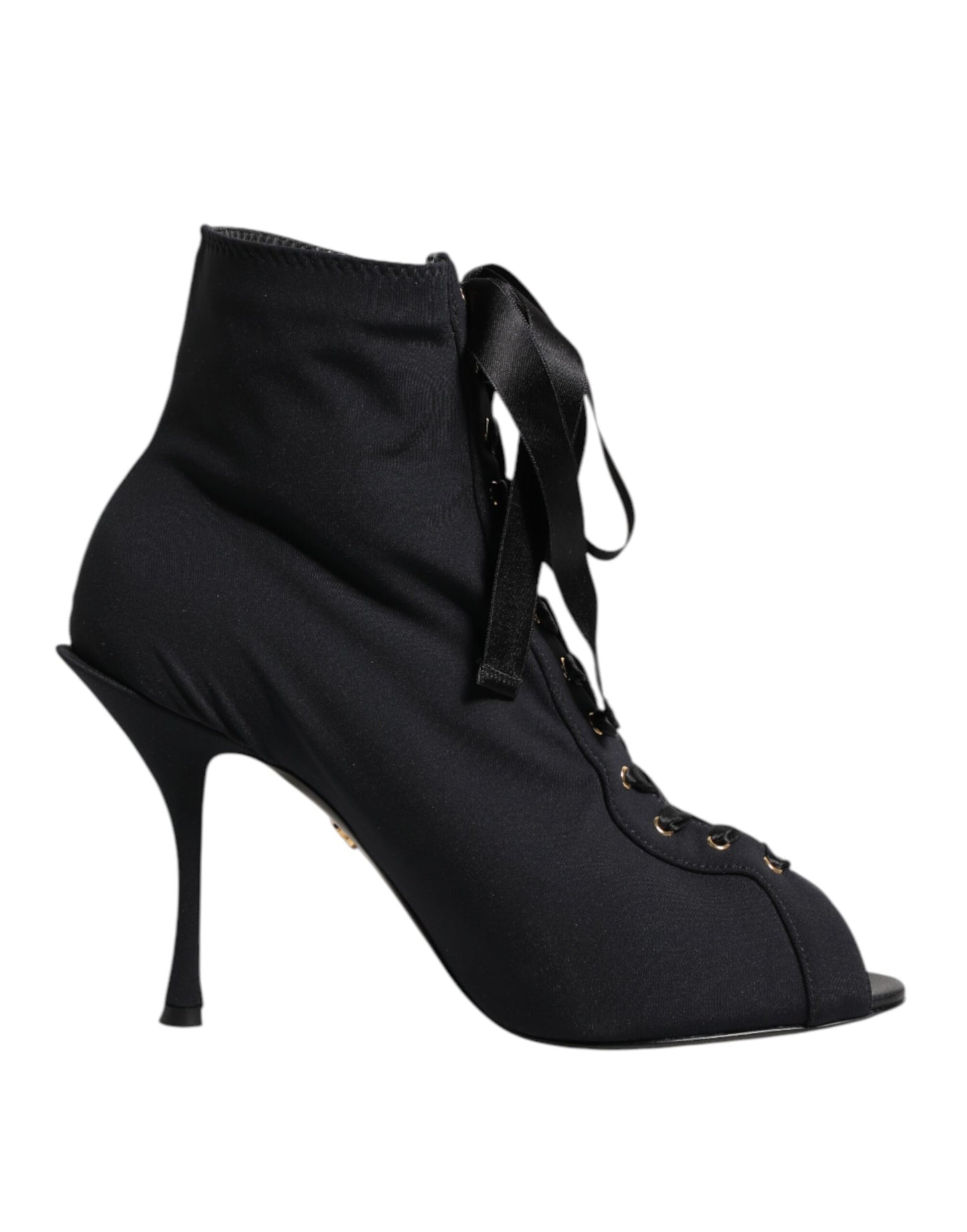 Dolce & Gabbana Black Stiletto Heels Lace Up Boots