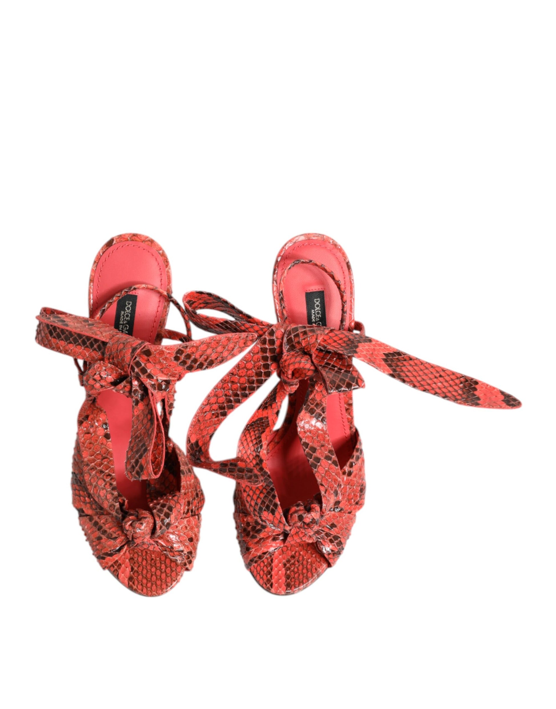 Dolce & Gabbana Coral Python Leather Heels Sandals