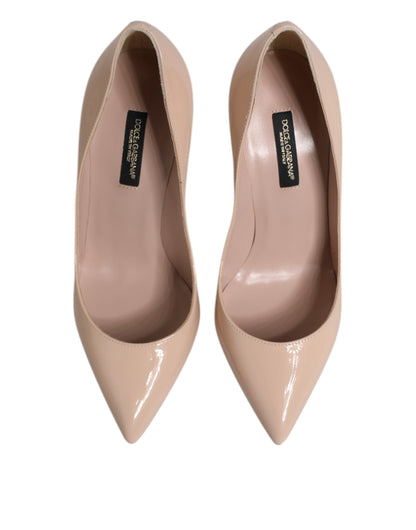 Dolce & Gabbana Beige Patent Leather Stiletto Heel Pumps