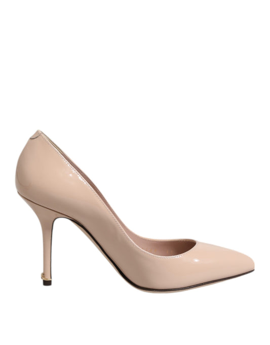 Dolce & Gabbana Beige Patent Leather Stiletto Heel Pumps