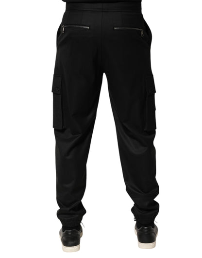 Dolce & Gabbana Solid Black Cargo Jogger Sweatpants for Men