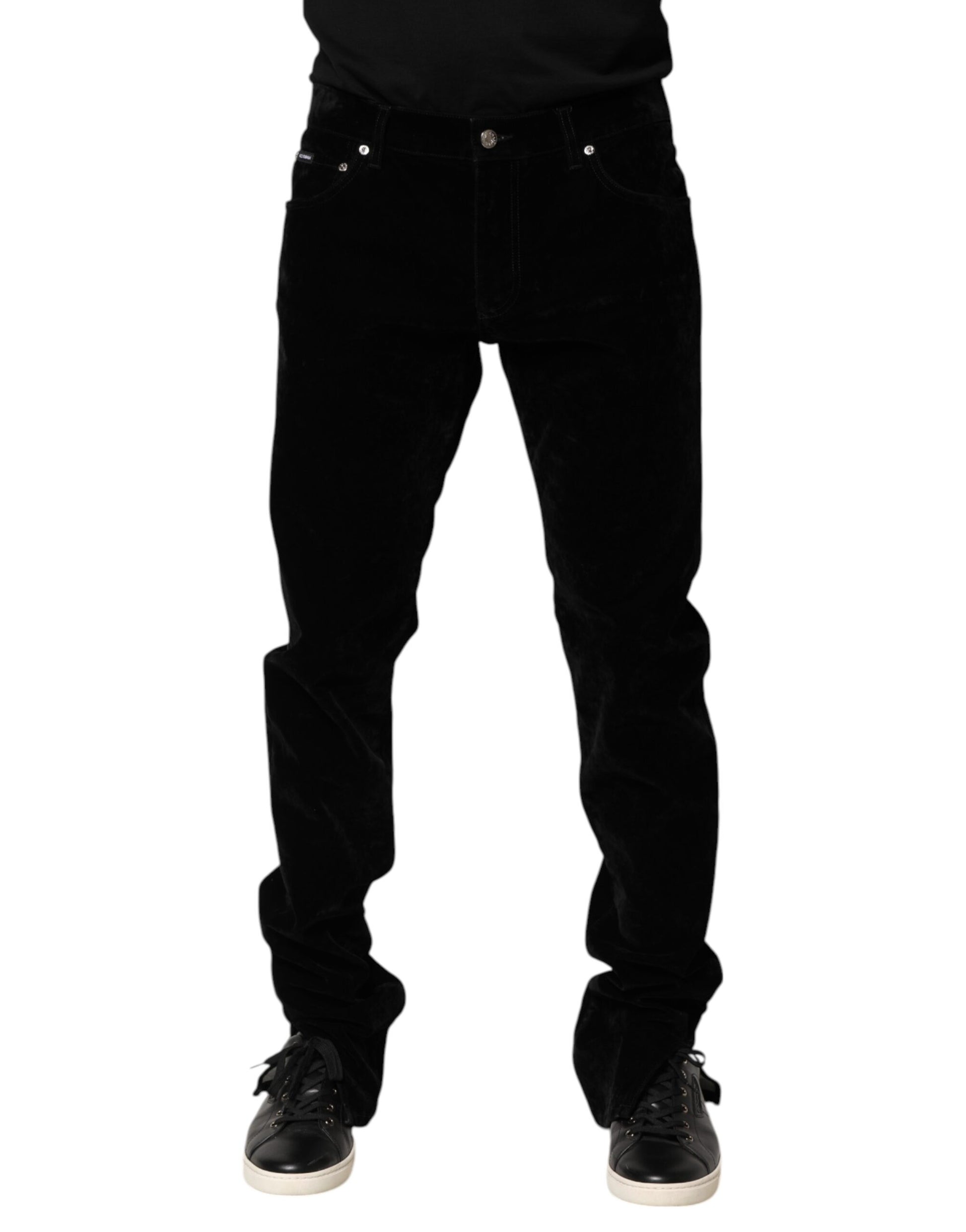 Dolce & Gabbana Black Cotton Men's Dress Formal Trouser Pants