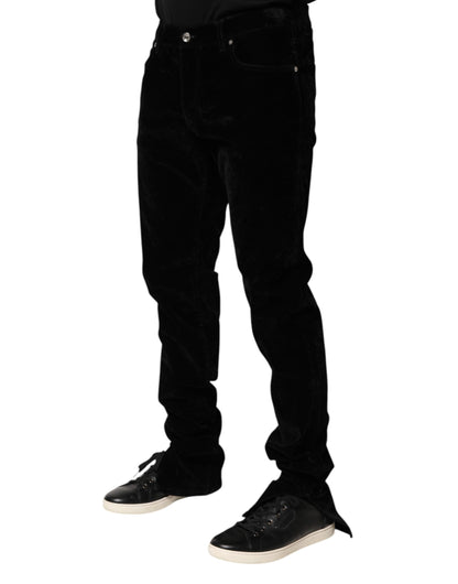 Dolce & Gabbana Black Cotton Men's Dress Formal Trouser Pants