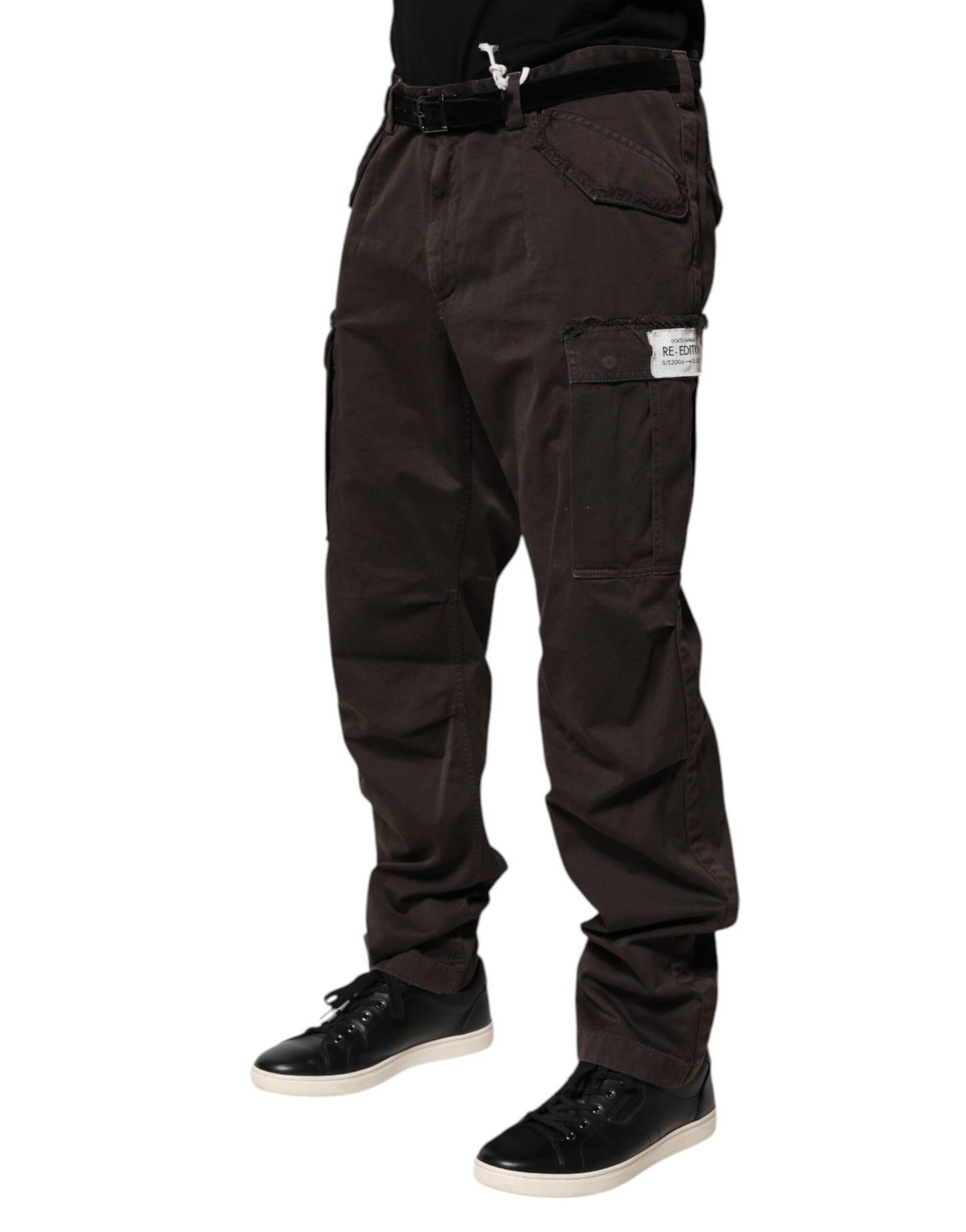 Dolce & Gabbana Brown Cotton Stretch Cargo Trousers for Men