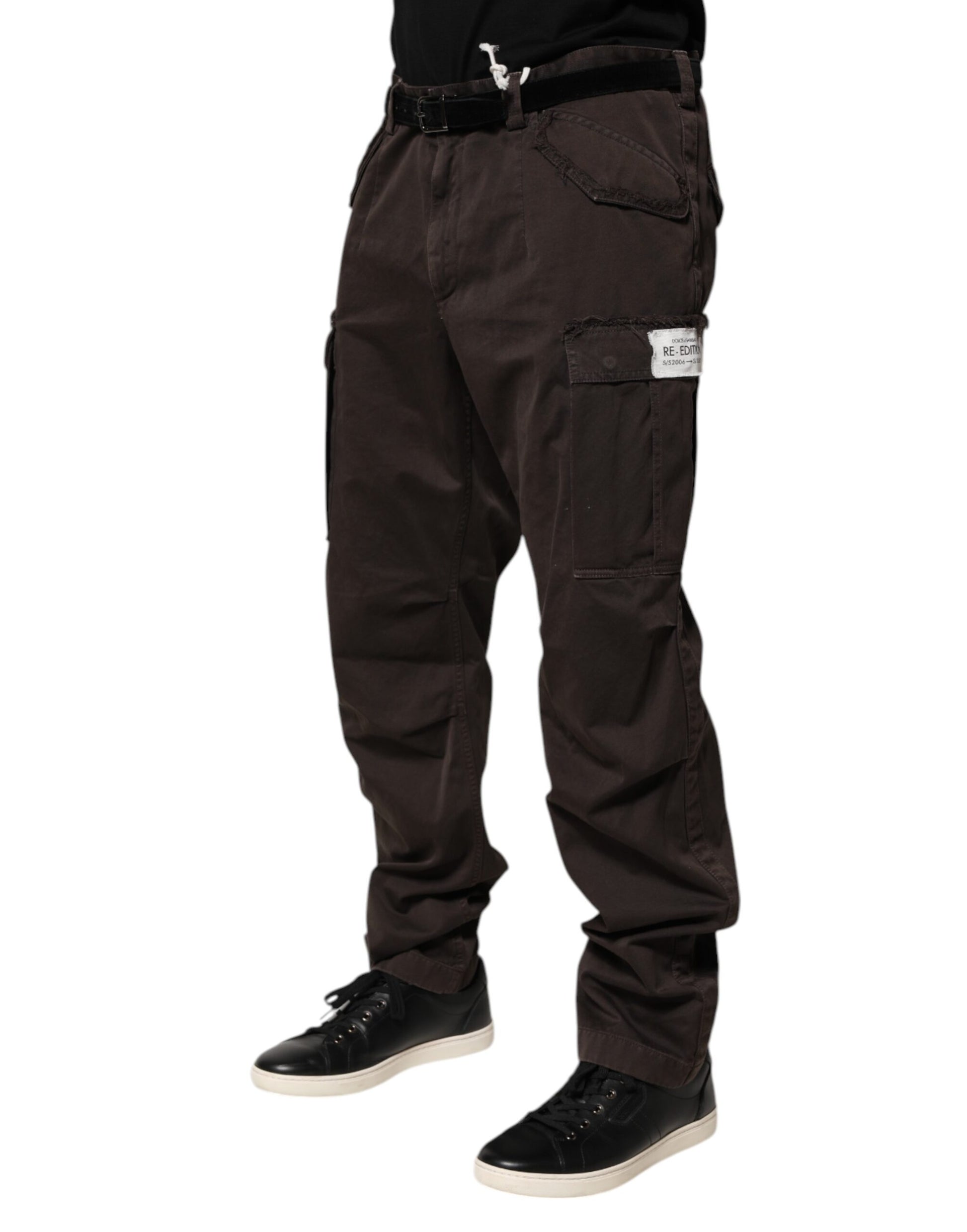 Dolce & Gabbana Brown Cotton Stretch Cargo Trousers for Men