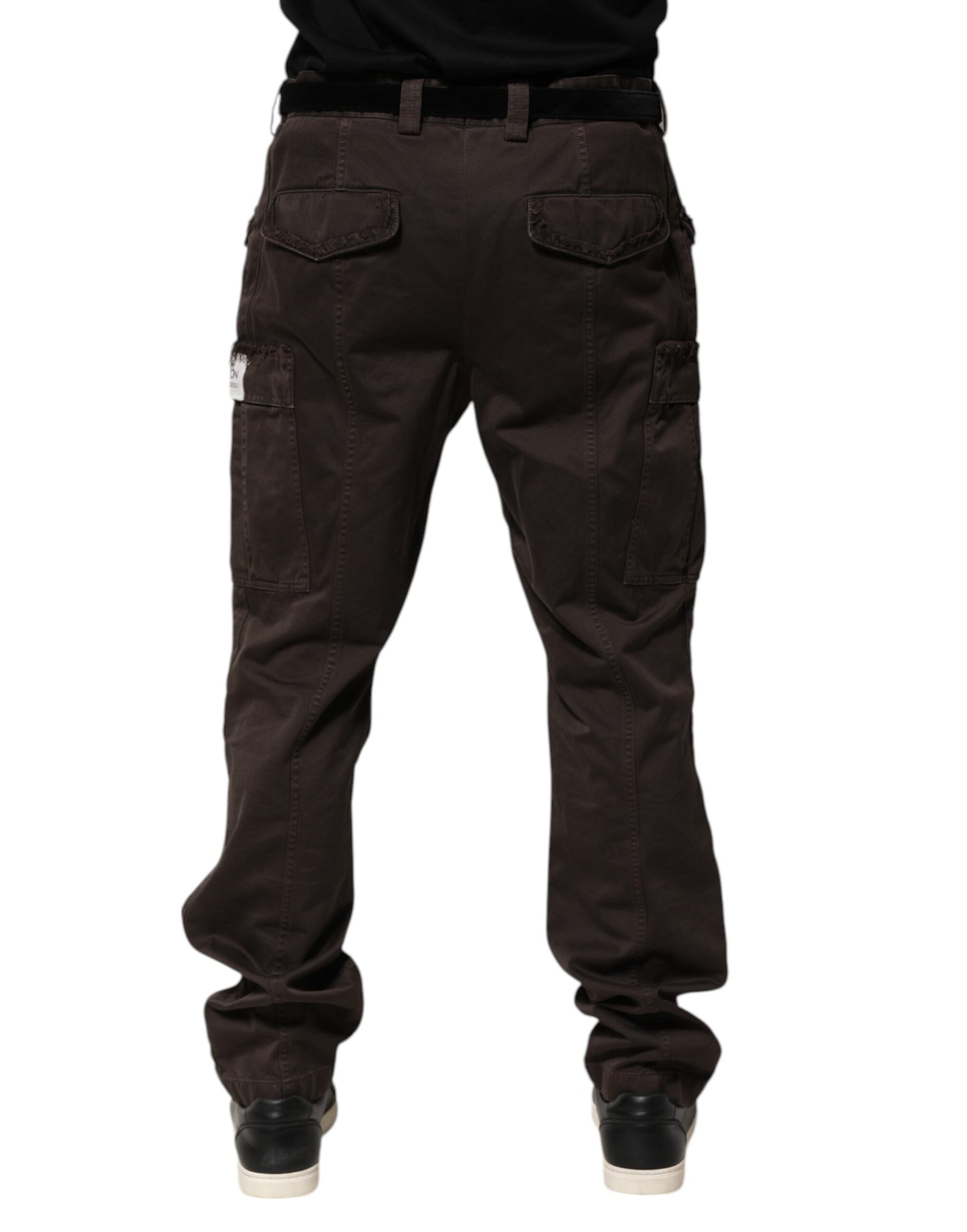 Dolce & Gabbana Brown Cotton Stretch Cargo Trousers for Men
