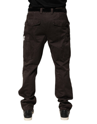 Dolce & Gabbana Brown Cotton Stretch Cargo Trousers for Men