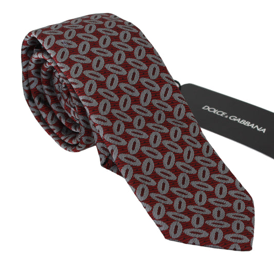  - Elegant Red Printed Silk Neck Tie