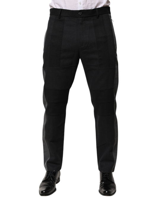 Dolce & Gabbana Black Gray Cotton Dress Formal Trouser Pants