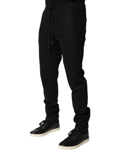 Dolce & Gabbana Marl Black Wool Blend Jogger Sweatpants