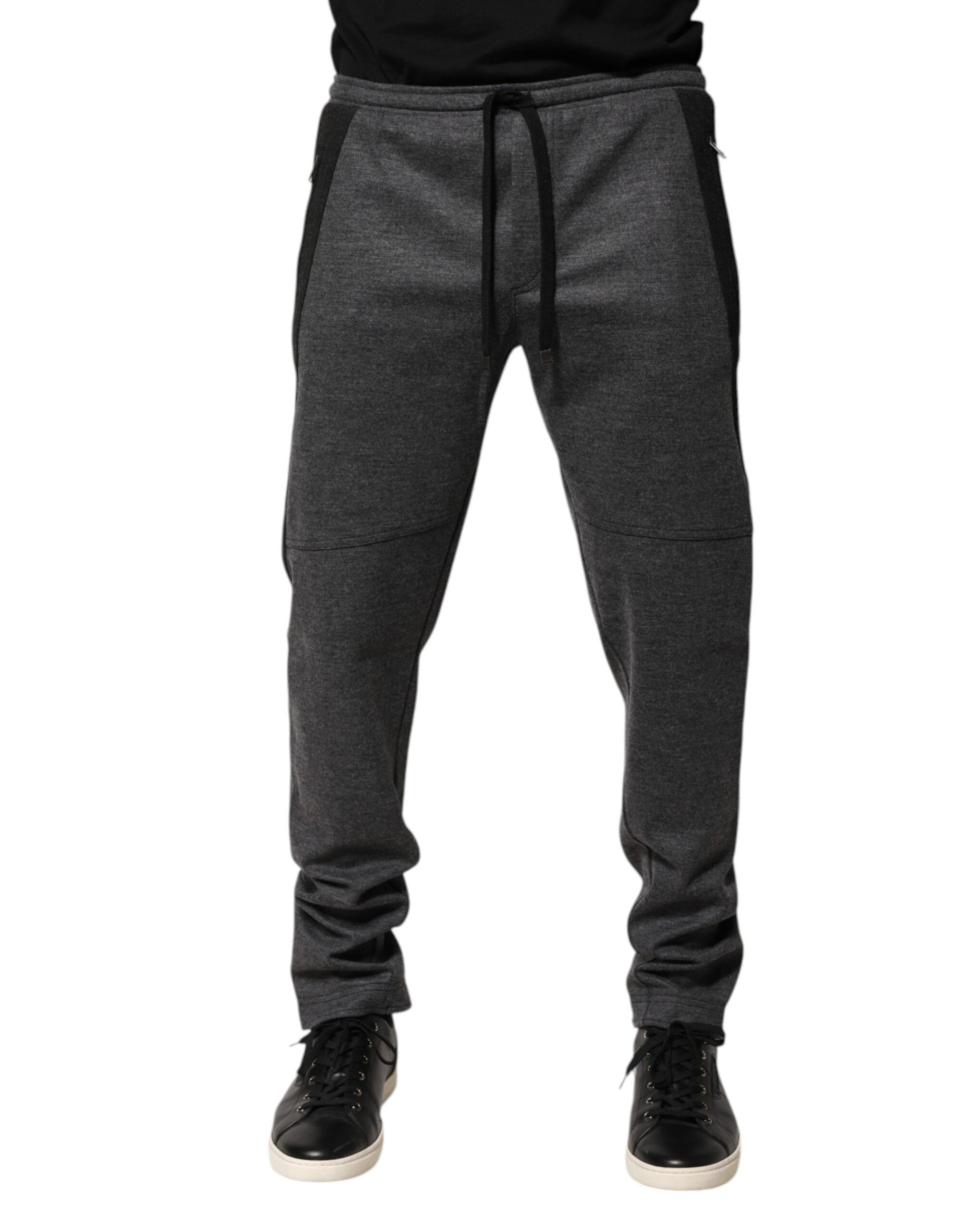 Dolce & Gabbana Gray Black Wool Blend Jogger Sweatpants