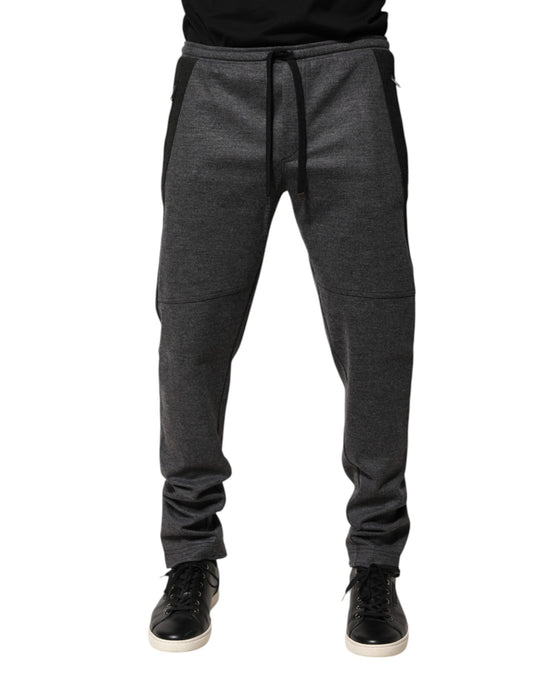 Dolce & Gabbana Gray Black Wool Blend Jogger Sweatpants