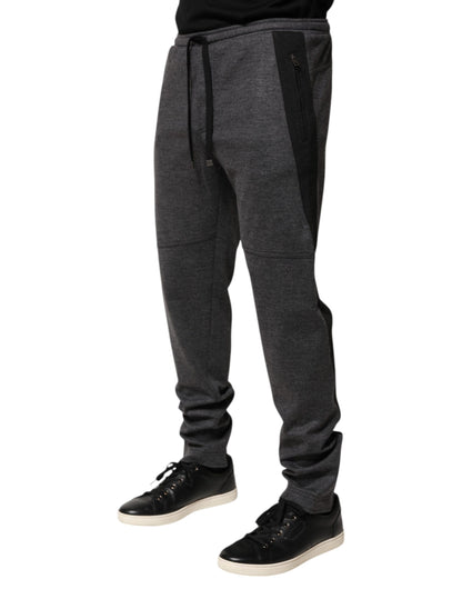 Dolce & Gabbana Gray Black Wool Blend Jogger Sweatpants