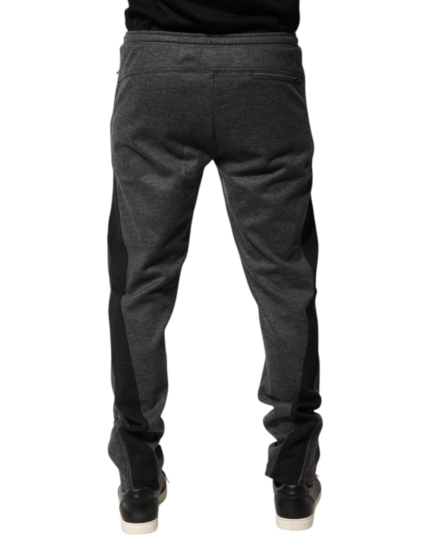 Dolce & Gabbana Gray Black Wool Blend Jogger Sweatpants