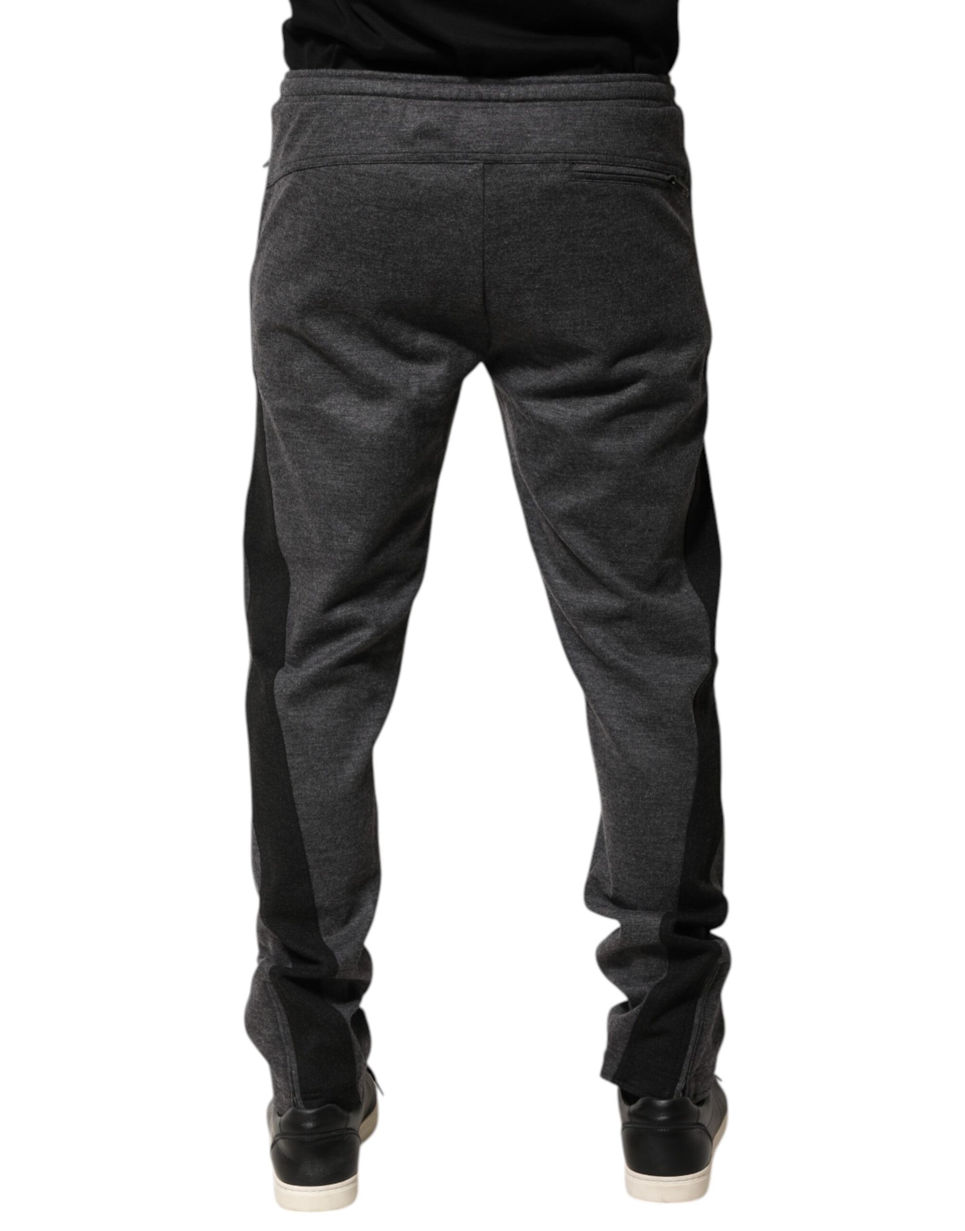 Dolce & Gabbana Gray Black Wool Blend Jogger Sweatpants
