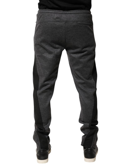 Dolce & Gabbana Gray Black Wool Blend Jogger Sweatpants