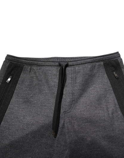 Dolce & Gabbana Gray Black Wool Blend Jogger Sweatpants