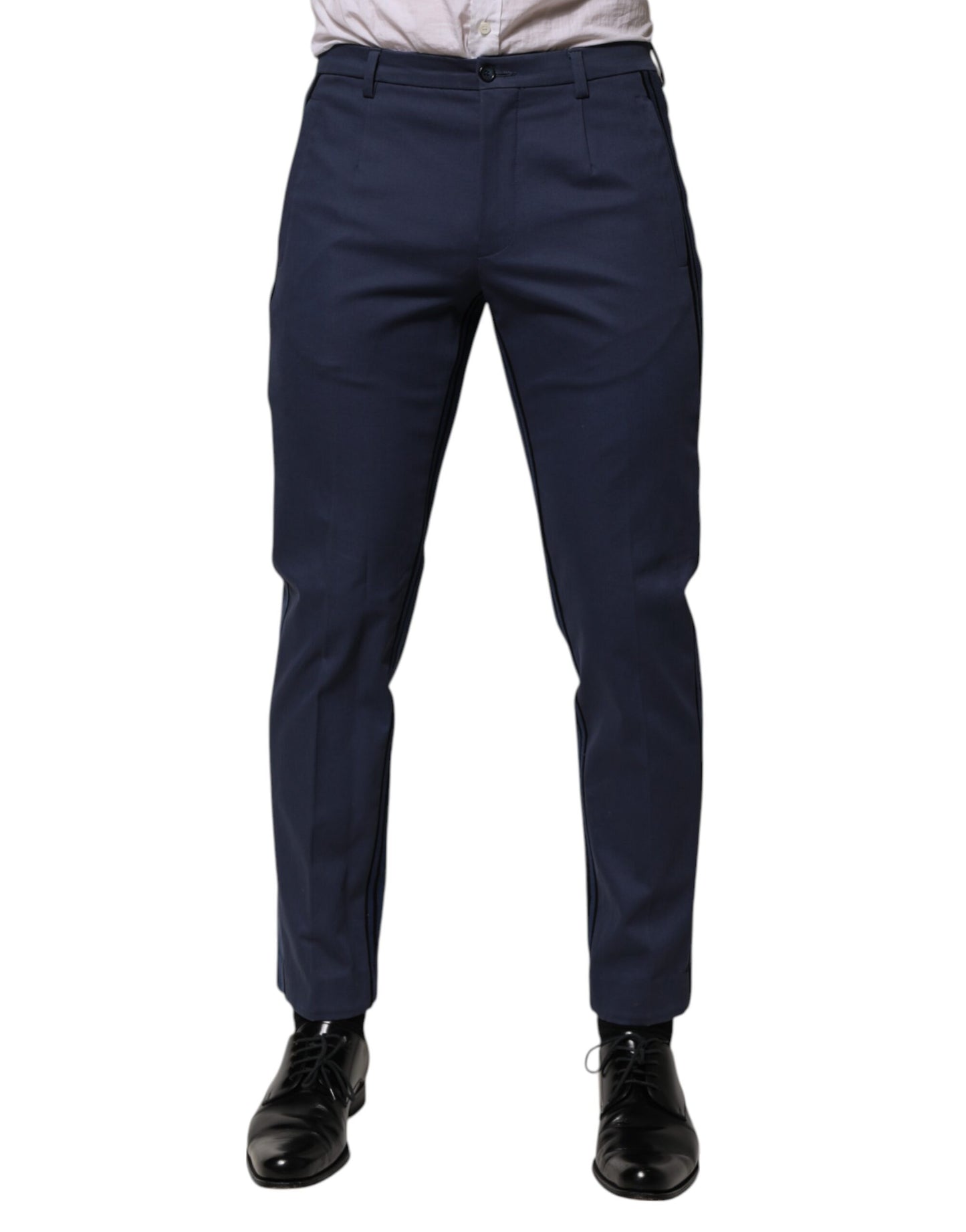 Dolce & Gabbana Blue Cotton Tapered Formal Trousers
