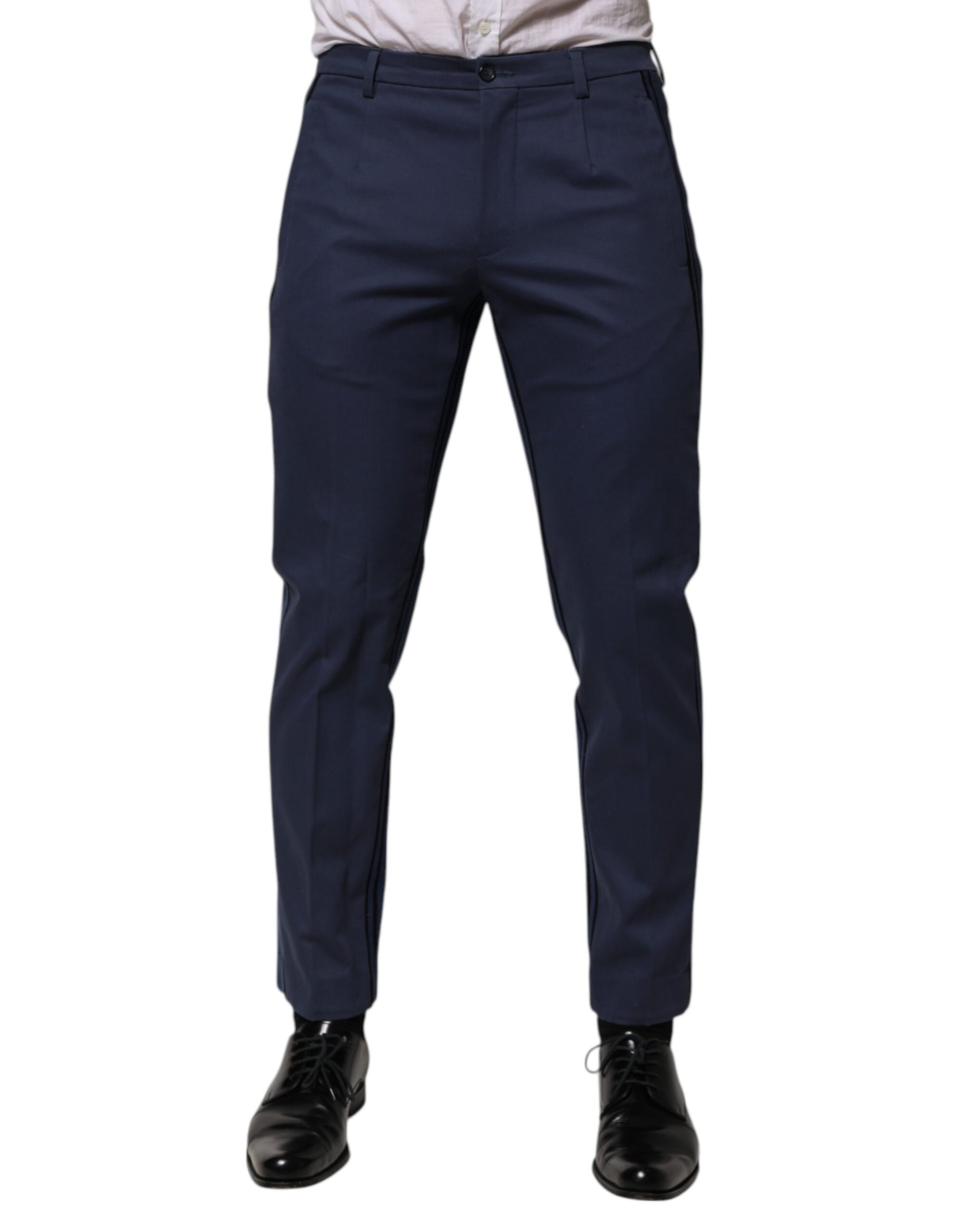 Dolce & Gabbana Blue Cotton Tapered Formal Trousers