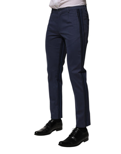 Dolce & Gabbana Blue Cotton Tapered Formal Trousers