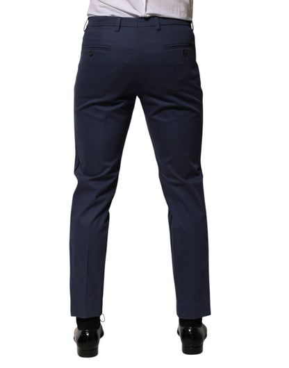 Dolce & Gabbana Blue Cotton Tapered Formal Trousers