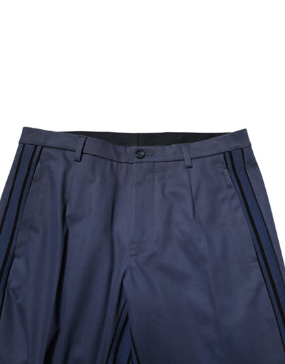 Dolce & Gabbana Blue Cotton Tapered Formal Trousers