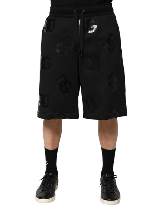 Dolce & Gabbana Black Logo Cotton Bermuda Sweatshorts
