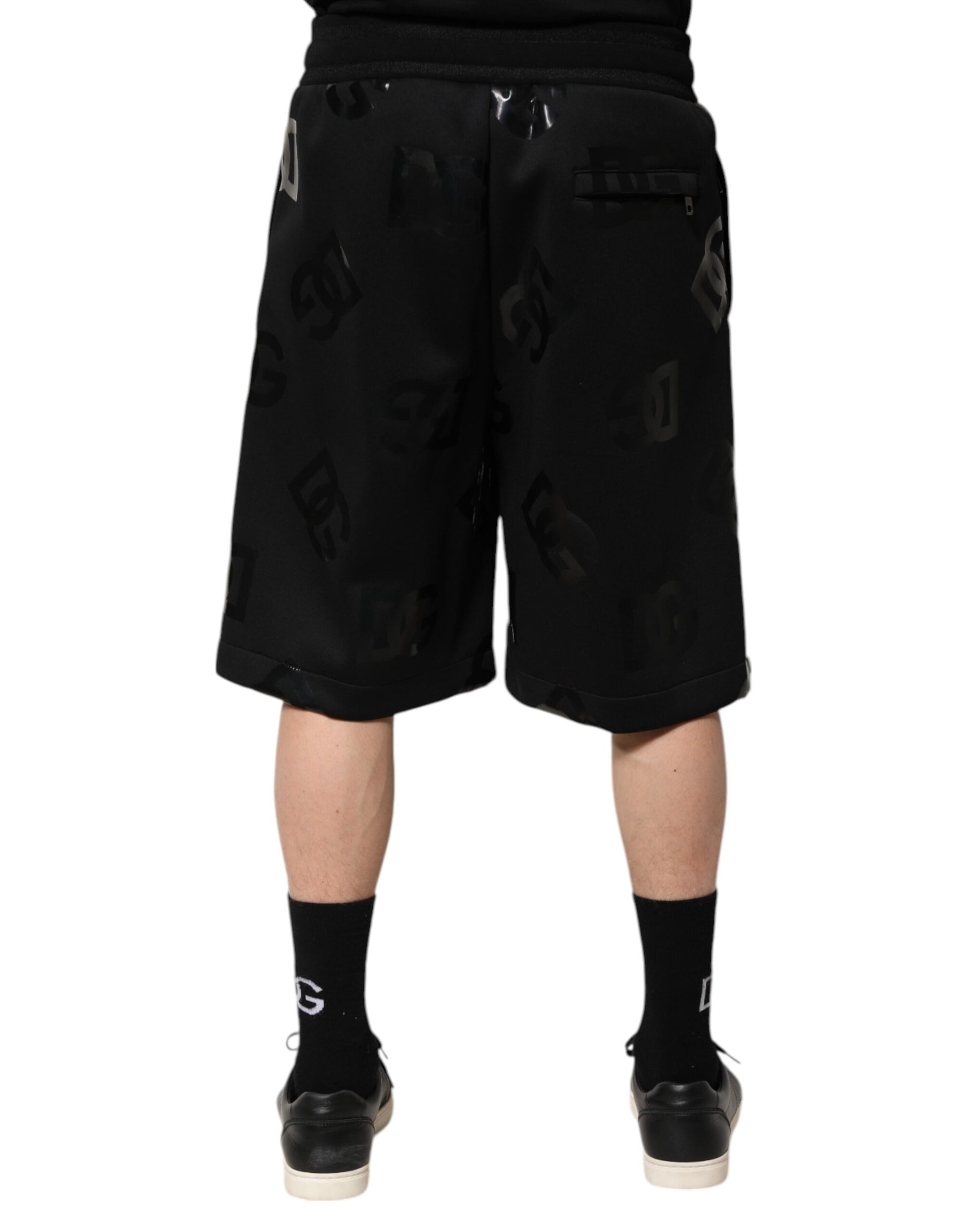 Dolce & Gabbana Black Logo Cotton Bermuda Sweatshorts