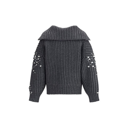 PINKO Rhinestones Wool Cardigan