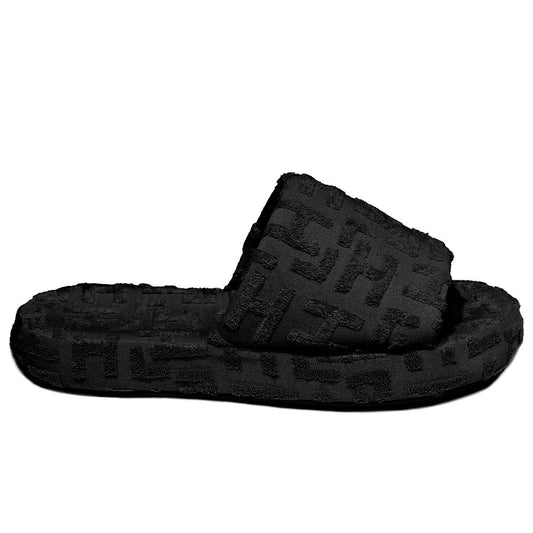 Hinnominate Black Terry Cotton Slippers