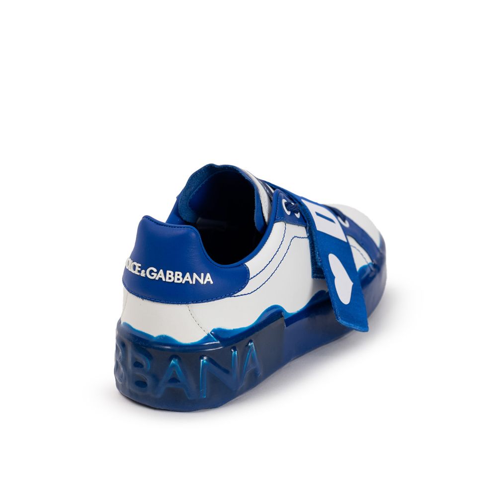 Dolce & Gabbana White Leather Low Top Sneakers