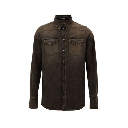 Dolce & Gabbana Délavé Brown Denim Shirt