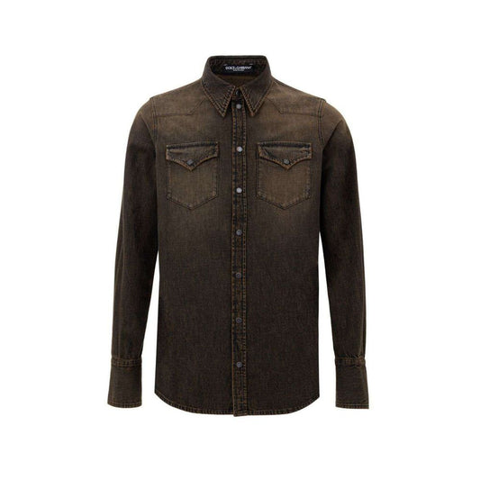 Dolce & Gabbana Délavé Brown Denim Shirt