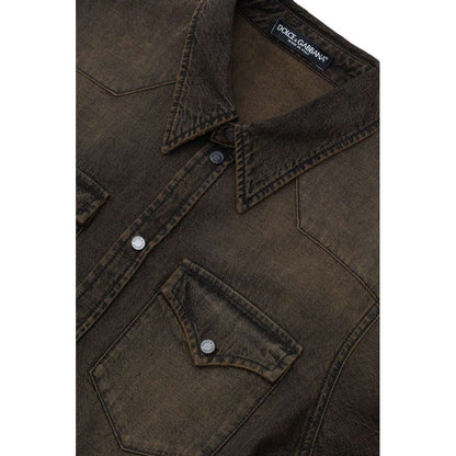 Dolce & Gabbana Délavé Brown Denim Shirt