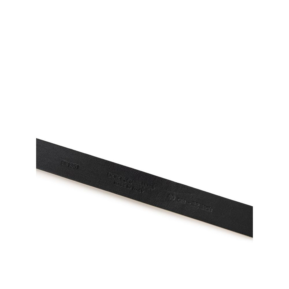 Dolce & Gabbana Gold Leather Belt with Black Crystals