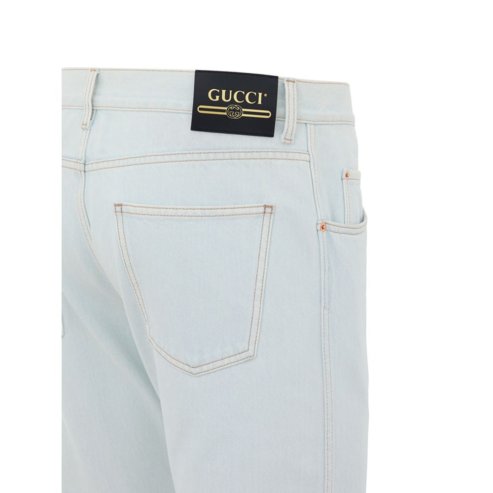 Gucci Blue Cotton Relaxed Fit Denim Jeans