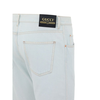 Gucci Blue Cotton Relaxed Fit Denim Jeans