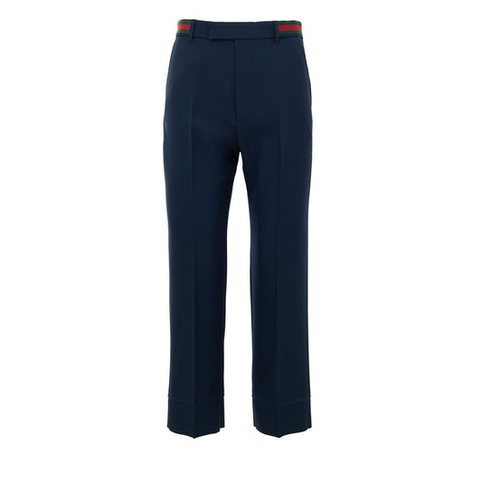 Gucci Blue Cotton Jeans Denim - Tailored Trousers with Web Tape Detail