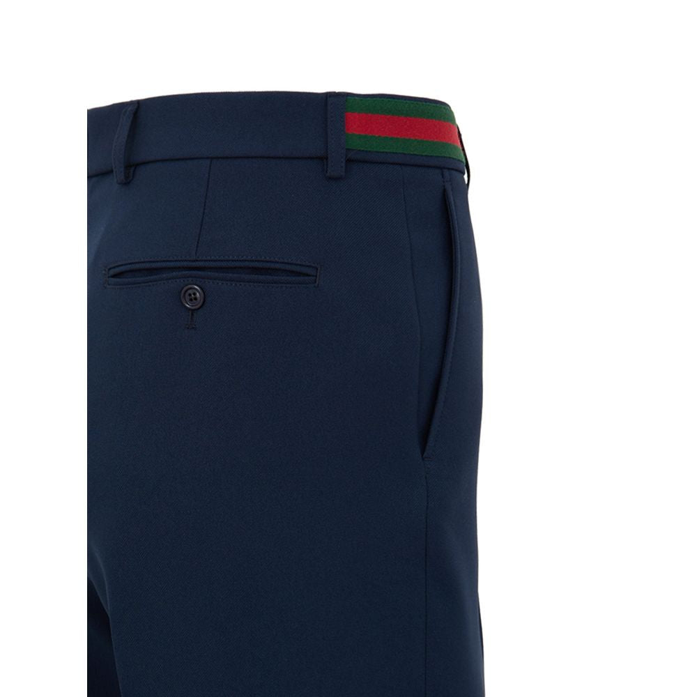 Gucci Blue Cotton Jeans Denim - Tailored Trousers with Web Tape Detail