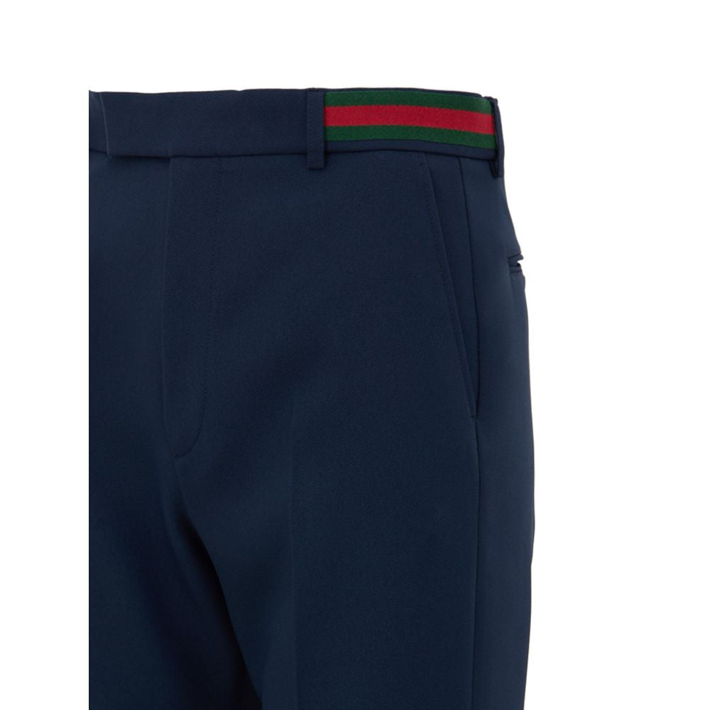 Gucci Blue Cotton Jeans Denim - Tailored Trousers with Web Tape Detail