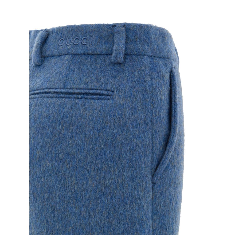 Gucci Blue Wool Short Mixed Mohair Shorts