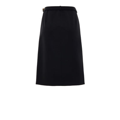 Gucci Black Wool Skirt with Removable Belt