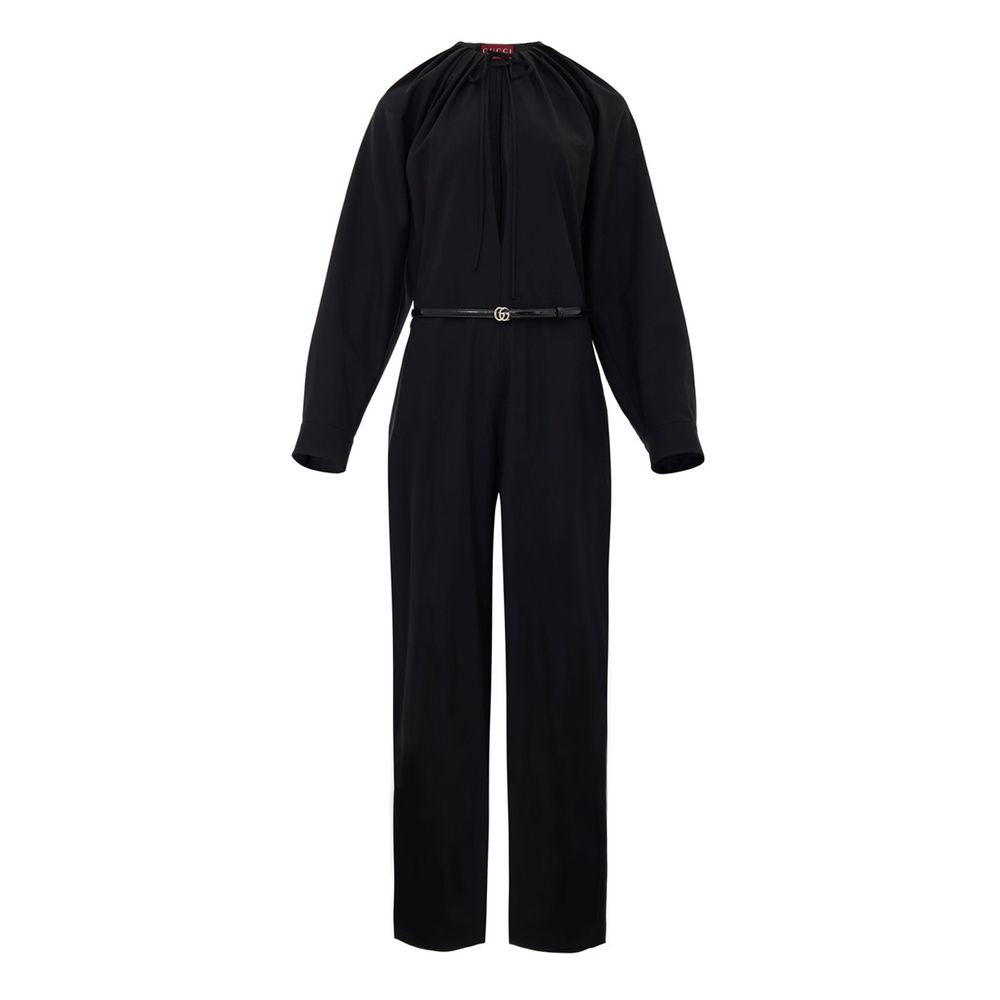 Gucci Black Wool Belted Jumpsuit