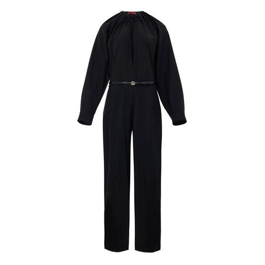 Gucci Black Wool Belted Jumpsuit