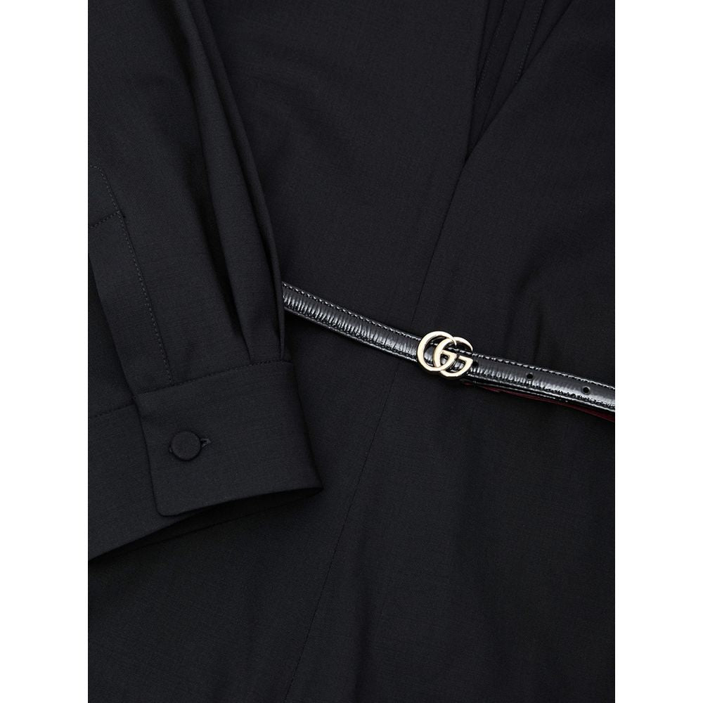 Gucci Black Wool Belted Jumpsuit