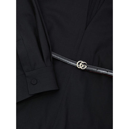 Gucci Black Wool Belted Jumpsuit